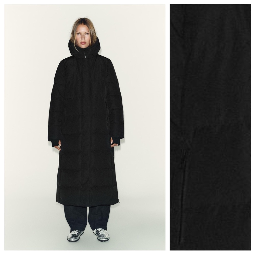 NWOT. Zara Black Water Repellent and Windproof Quilted Puffer. Size S.